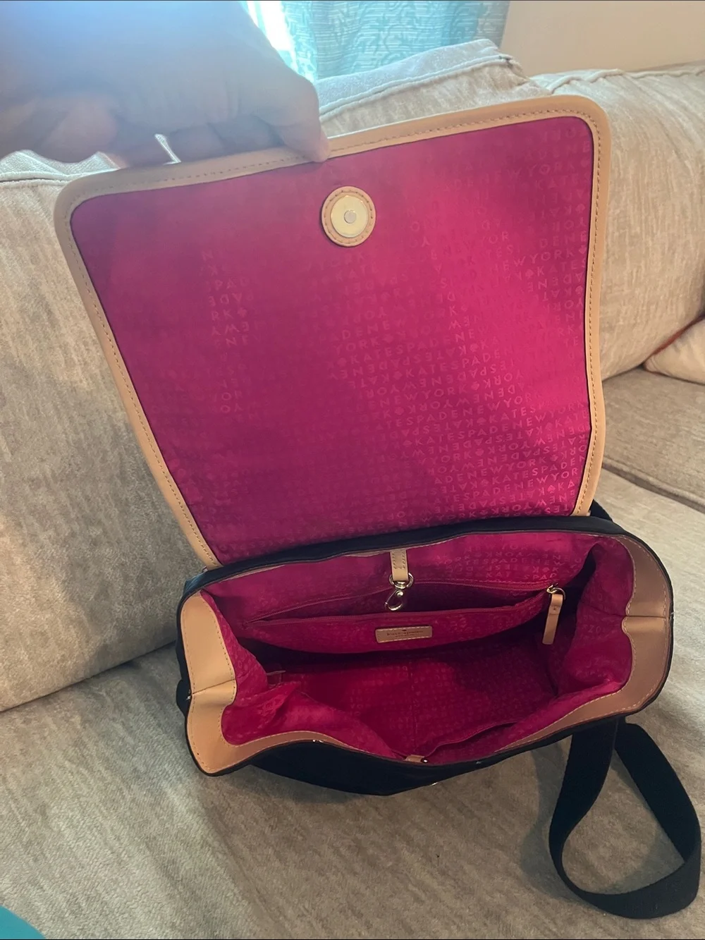 Kate Spade Black Backpack with Tan Trim
